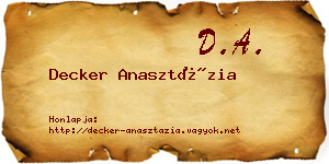 Decker Anasztázia névjegykártya